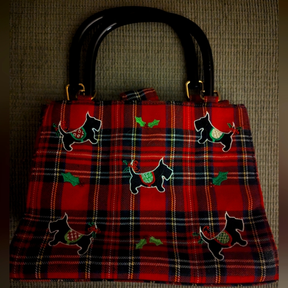Kim Rogers Holiday Christmas Scotti dog handbag